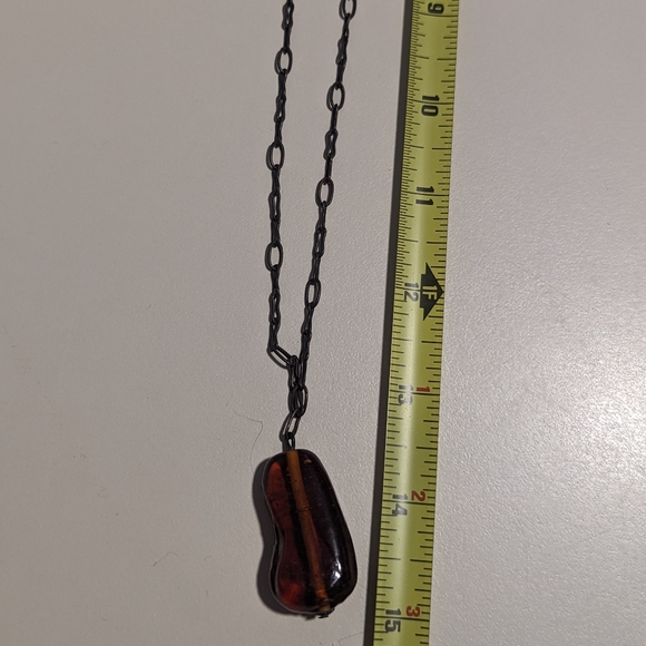 Vintage Faux Amber Glass Pendant Necklace - Picture 3 of 5